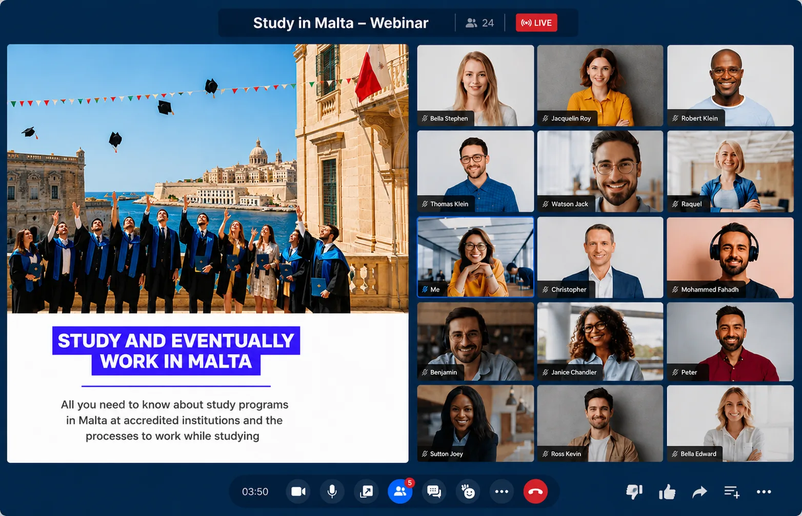 Outreach Recruitment Webinar — Study in Malta.