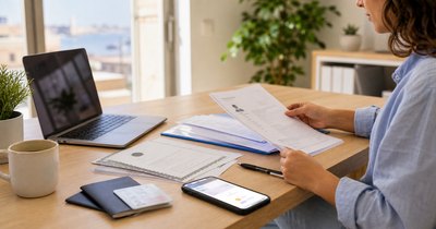 Candidate preparing CV, certificates, and identity documents before applying for jobs in Malta